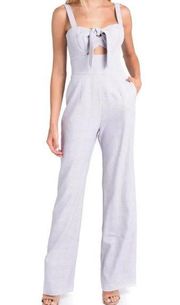 Wayf Roxy Glen Plaid Lilac Bow Front Cutout Jumpsuit Size Medium