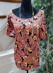 Elementz Women's Multicolor Polyester Short Sleeve Scoop Neck Top Blouse Size 2X