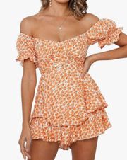 Fixmatti Boho Romper Orange Floral