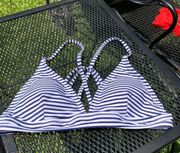 Striped Blue/White Bikini Top M