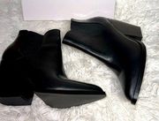 Lex Bootie Block Heels In Black Leather  Size 9 Women