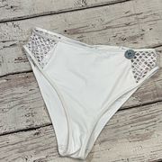 FOREVER 21 Bikini Bottom w Mesh Sides White-Medium