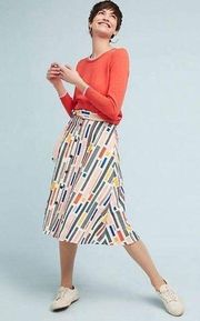 Hutch Willem Belted Geometric Print A-Line Skirt Multi Color Size 4