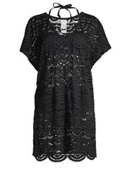 TIME and TRU Womens Black Swim Coverup Size L 12-14 Loose Style Polyester New