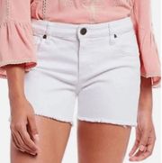 Kut from the Kloth Gidget Mid-Rise White Fray Denim Shorts Size 8 NWT