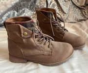 Rock & Candy Brown and Flannel Rustic Lace Up Combat Boots