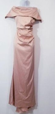 Vince Camuto Sateen Blush Off Shoulder Evening Gown