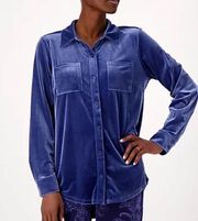 Isaac Mizrahi Live! Velvet Button Front Shirt in blue size 3X