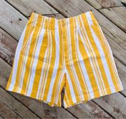 90s BE Basic Editions Yellow & White Stripe High Waist Mom Shorts Size 11/12