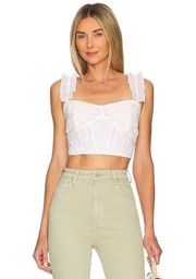 Tularosa Soma Top in White Medium Womens Cropped Eyelet blouse