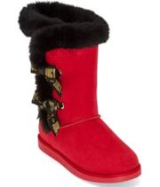 Women’s Juicy Couture Red boots w/black fur size 9.5