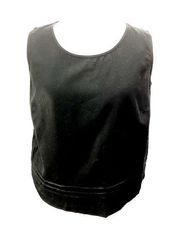 Bloomingdales Plus Sz 1X Black Top Shell Blouse Solid Casual Sleeveless Pintuck