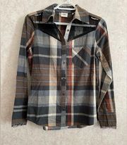 Daytrip women's extra small long sleeve plaid button down top