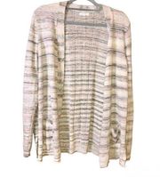 Maurices Heather Stripe Pocket Crochet Cardigan Tan Grey Plus Size 2X