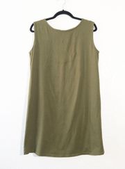 J. Jill Olive Green Sleeveless Shirt Dress Size Medium Petite