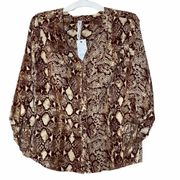 Ny Collection Petite Animal Print Shirt XL NEW