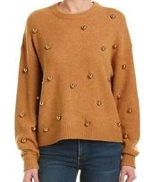 Alice + Olivia Gleeson Metal Ball Sweater in Tan Gold