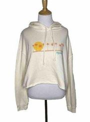 Hooters Cream Sunshine Palm Tress Beach  Crop Hoodie Size Medium