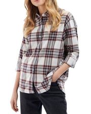 Barbour Bethwin Button Front Shirt Cloud Check White Red Plaid 6 NWT