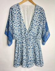 Sage The Label Catarina Blue Floral Romper Size Small