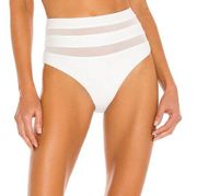 Lovers + Friends White High Waisted Bikini Bottom SIZE XS Mesh Cheeky Cashel NEW