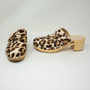 Loeffler Randall Roberta Leopard Cheetah Animal Print Calf-Hair Clogs Shoes 7.5