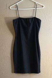 Silky stretchy black cami dress