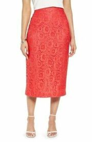 Halogen Womens Red Bittersweet Floral Lace Overlay Pencil Skirt Size 2