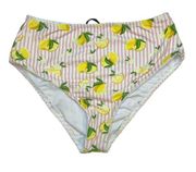 Unique Vintage High Waist Pink Stripe Lemon Bikini Bottom L New