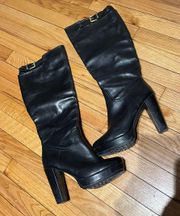 Vintage Y2k  Rave Goth Knee High Platform Leather