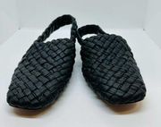 Vince Camuto Womens Black Lasint Mule Woven Sling-back Flats Size 6.5