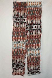 Ambiance Apparel Women's Elastic Waist Wide Leg Multicolor Ethnic Print Pants L