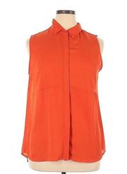 Apt. 9 Bright Orange Button Up Sleeveless Top with Split Open Back Size XL