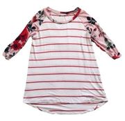 HONEY & LACE | Comfy and cute long sleeve pink & red women’s t-shirt Size XS