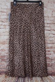 | Midi Length Cheetah Satin Skirt