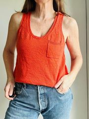 Loft  by Ann Taylor Knit Tank Top Sweater Orange Size Medium Relaxed Fit Summer