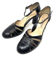 TARYN ROSE black leather ankle wrap Maryjane shoes, made in Italy, size 40