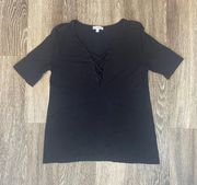 Womens  Black Criss-Cross Tee - M