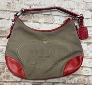 PRADA Canapa Logo Canvas Shoulder Bag