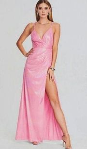 Retrofete Yesi Dress Flamingo Pink Size XXS NWT Metallic Maxi Spaghetti Straps