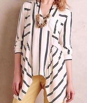 Womens Maeve‎ Lainey Henley Striped Tunic Blouse Size 6 Cream/Black