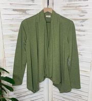 LOGO LORI GOLDSTEIN Open Front Draped Cropped Cardigan Studded Green Size Small