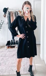 Bryn Walker Black Linen Button Down Dress