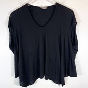 Helmut Helmut Lang Black Burnout Tee Asymmetric Hem Modal short sleeve