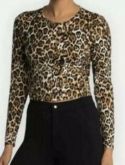 WAYF Cropped Animal Print Long Sleeve Top Size Small NWT