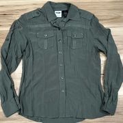 Harley Davidson Green Button Up Top Women’s Small