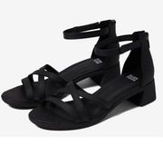 Eileen Fisher Sandals Womens Size 5 Black Suede Leather Open Toe Block Heel