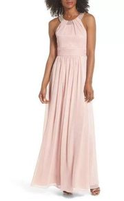 Eliza J Embellished Beaded Collar Chiffon Gown