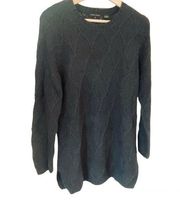 Jeanne Pierre Long Sweater Women's Size Medium Gray Diamond Knit Crew Neck NWT