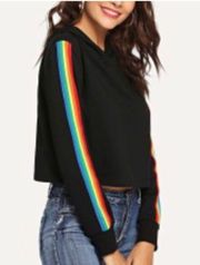 Rainbow Striped Crop Hoodie Size Medium